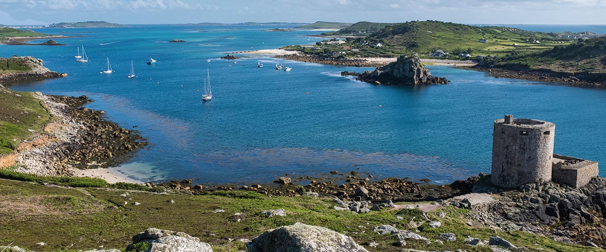 A view over the archipelago of the Isles of Scilly, United Kingdom